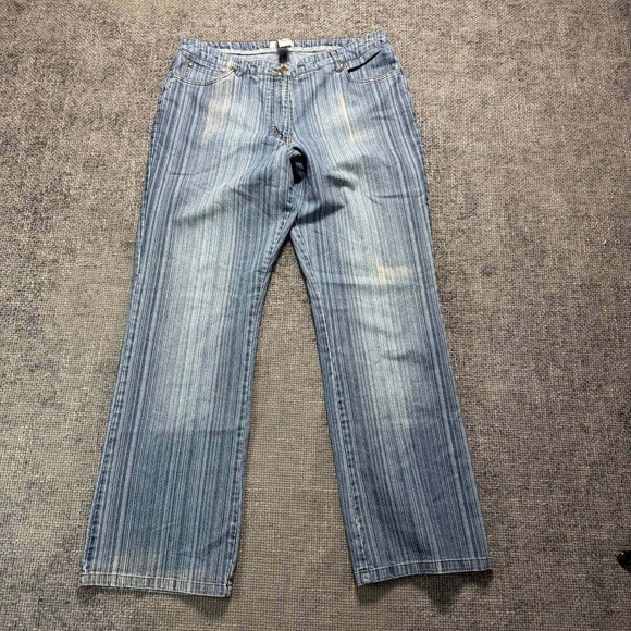 MXM Denim - MXM Women's Striped Light Blue Straight Leg Jeans